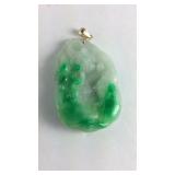 14 karat yellow-gold jadeite pendant