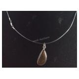 Silver ammolite with fashion cord pendant