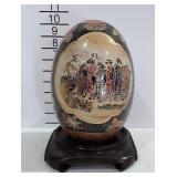 Satsuma Asian design egg figure with wooden