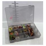 Fishing tackle, poly organizer mostly full