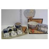 Asian decor - ceramic wall masks, figurines, hand