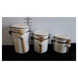 3-pc canister set with locking lids and wooden