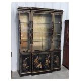 Asian Decorated China Closet, top having three