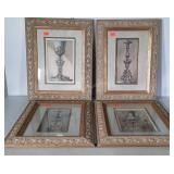 Four Framed Wall Prints. Cherub candle sticks,