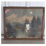 Framed print of mountains and water 24x20