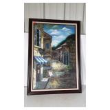 Oil painting on canvas, City Street Scape, signed