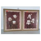 Pair of Home decor Framed Floral Prints 18x22"