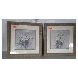 Pair of Framed Home decor Prints, by Zhng