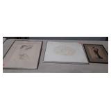 Three home decor framed prints