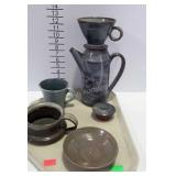 Pottery / stoneware drip-o-lator coffee pot,