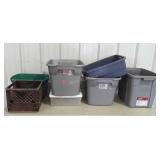Group lot of totes, most do not have lids and