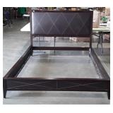 Modern Style Queen Size Bed. Brown pleather