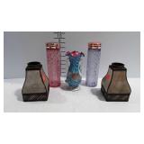 Misc - colored glass jars, pair of accent lamp