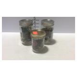 3 Jars of buttons in Ball Mason canning jars with