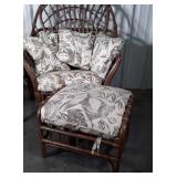 Rattan Chair with Ottoman and Side Table. Truly a