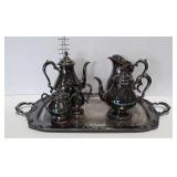 Silver plate coffee & tea service with 23" handled