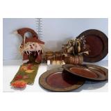 Fall decor - 4 charger plates, votive candles,