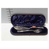 Serving utensil set in vintage leather wrapped