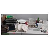 Group lot, includes glassware, table runner,
