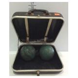 2 Duck pin balls in bowling ball case