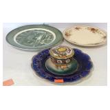 Glassware- three plates one is empire china and