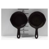 2 Miniature cast iron skillets - 1 with Boyles