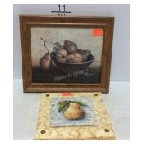 2 Wall decor still life pieces with pear designs