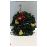 2 Artificial evergreen wreaths -1 with pear accent