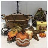 Fall decor- leaf & pumpkin votive holders, pumpkin