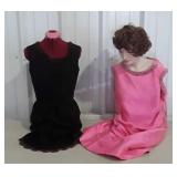 Mannequin upper body with wig and dress and dress