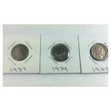 1925,34,37 Buffalo Nickels