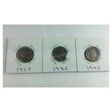 3 1925 Buffalo Nickels