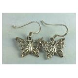 925 Sterling Dangle Butterfly Earrings