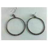 925 Sterling Natural Diamond Dangle Hoop Earrings
