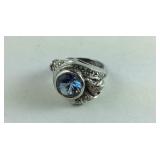Sterling Silver Blue Topaz With Marcasite Stones