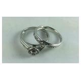 Genuine Diamond Ring With Band Sterling Silver