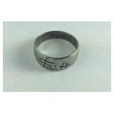 Sterling Silver Band/Ring Engraved With Faith