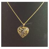 Sterling Silver Heart Pendant (Gold Tone) "I Love