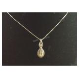 White Sapphire Pendant Sterling Silver Necklace