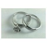 Genuine Diamond Engagement Ring Sterling Silver