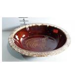 Hull Brown Drip pottery oval serving bowl with