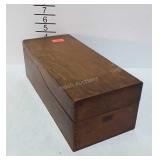 Oak recipe box filled with recipes