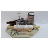 Kitchenware - marble rolling pin, ricer, greater,