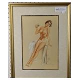 Pin-up girl print by Alberto Vargas, 14.75 by