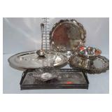 Silver plate -footed oval & round serving platters