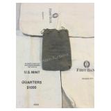 Old F&M Ntl Bank Coin Bag, 2 Large Linen Colored