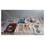 Ten unframed needleworks, including sampler,