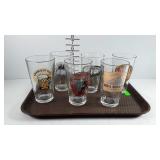 Set of six beer advertisement glasses