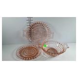 Pink depression glass, Windsor pattern - 10.5"