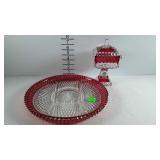 Ruby flashed  divided 12" serving platter, and